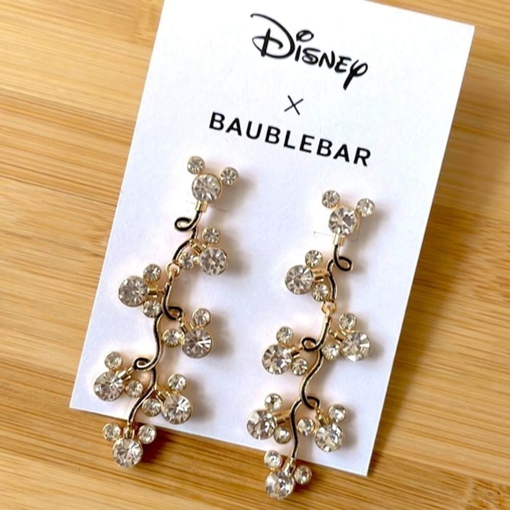 Brand New Disney X BaubleBar Mickey Mouse Christmas  Lights Rhinestone Earrings
